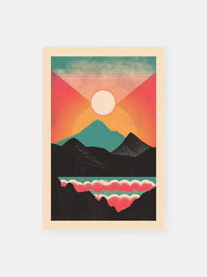 Sunset Over Mountain Lake Poster