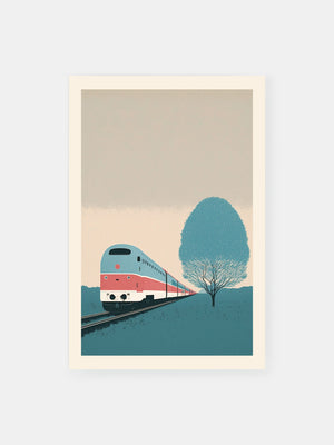 Traveling Train in Landscape Poster