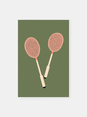 Two Vintage Badminton Rackets Poster