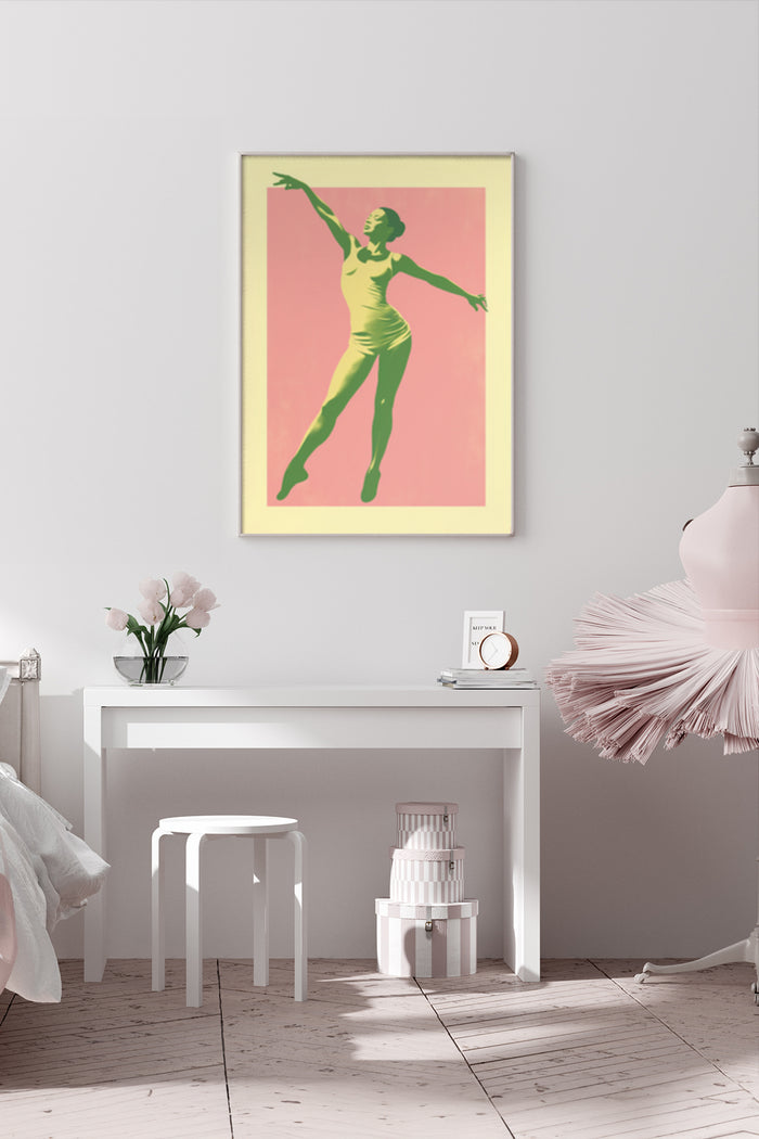 Vintage styled dancer poster in a contemporary room setting