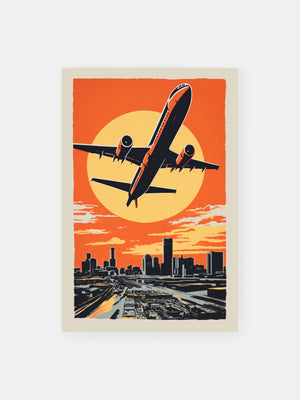 Vintage Flight Sunset Takeoff Poster