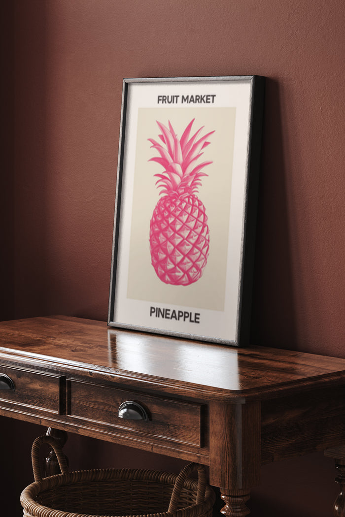 Vintage Fruit Market Pineapple Poster in Frame Display