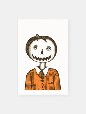 Vintage Halloween Pumpkin Boy Poster