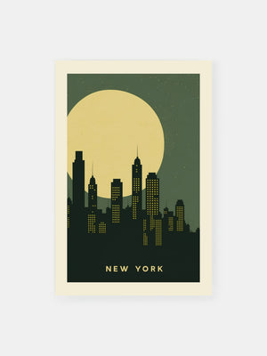 Vintage Moonlit New York City Poster