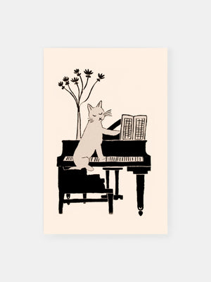 Vintage Piano Playful Cat Poster