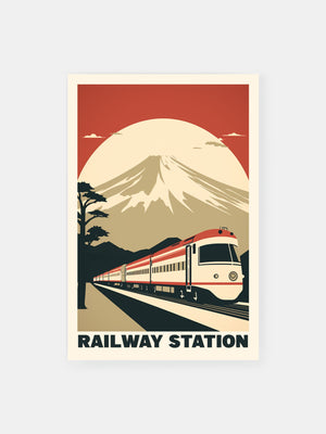 Vintage Railway Station Japan Poster