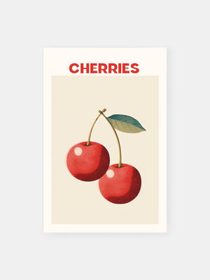 Vintage Red Juicy Cherries Poster