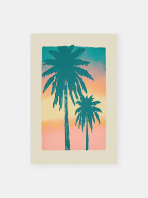Vintage Sunset Palm Poster