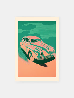 Vintage Vibrant Car Poster