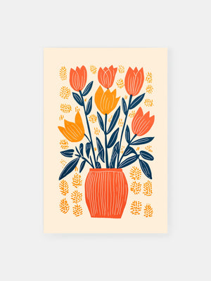 Warm Orange Palette Vase Poster