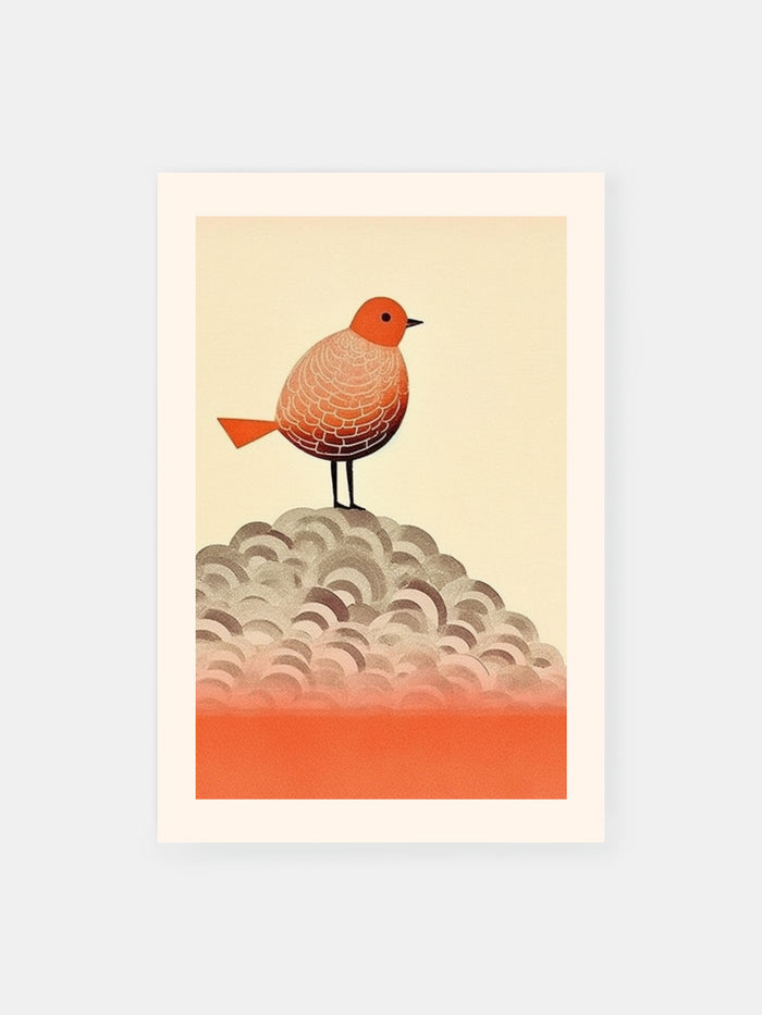 Warm Tones Orange Bird Poster