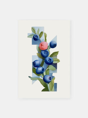 Watercolor Blueberry Branch Poster
