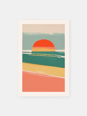 Wavy Coast Sunset Poster