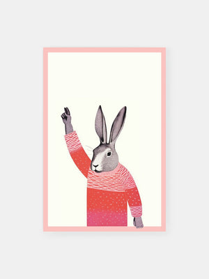 Whimsical Pink Sweater Bunny Poster