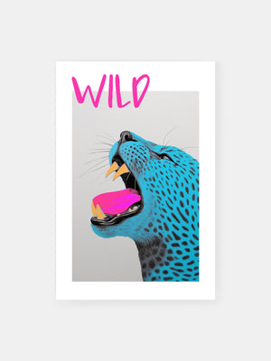Wild Fierce Blue Leopard Poster