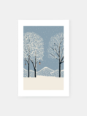 Winter Lantern Trees Poster