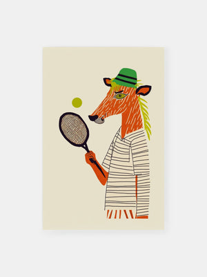Zebra Tennis Athlete Poster