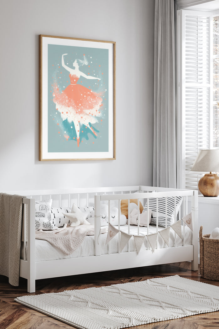 Abstract Ballerina Artwork in Pastel Colors for Nursery Room Decor