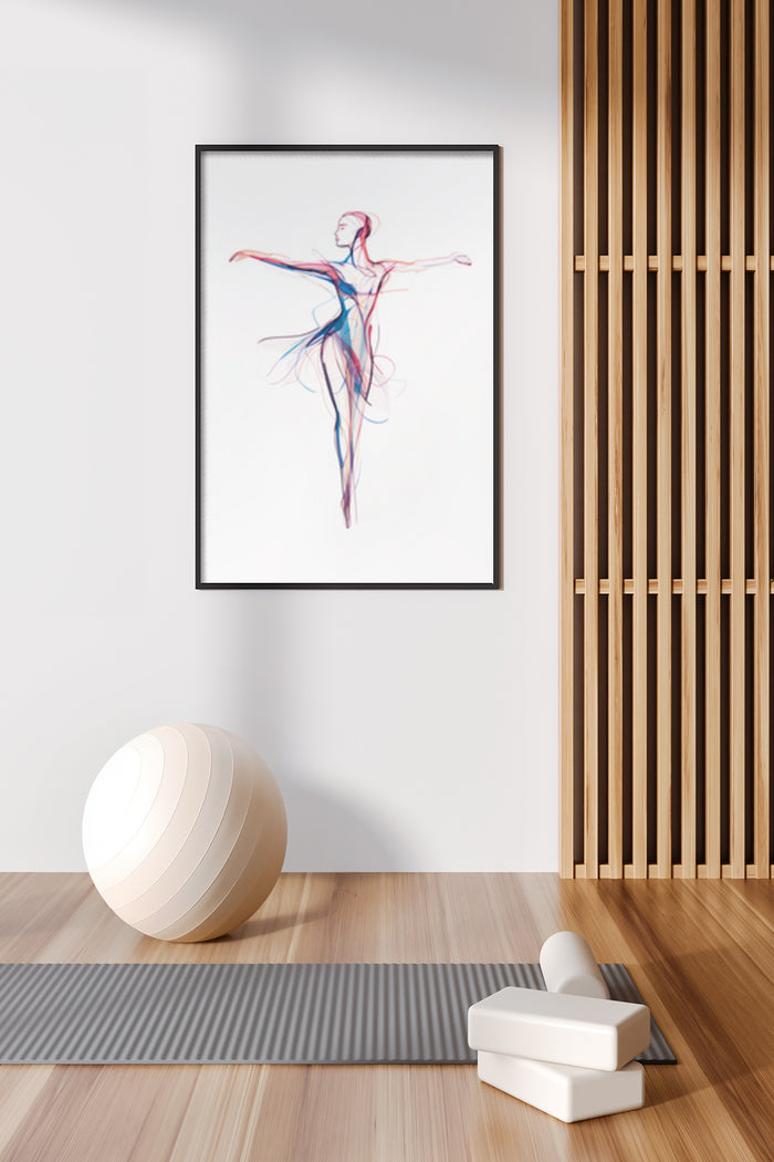 Abstract ballet dancer poster in a modern interior setting
