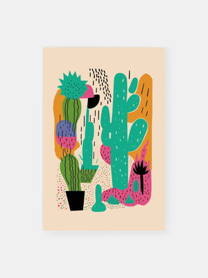Abstrakte Kaktus-Muster Poster