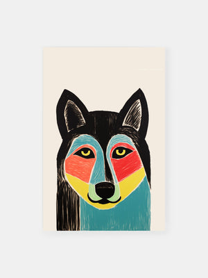 Abstract Colourful Wolf Poster