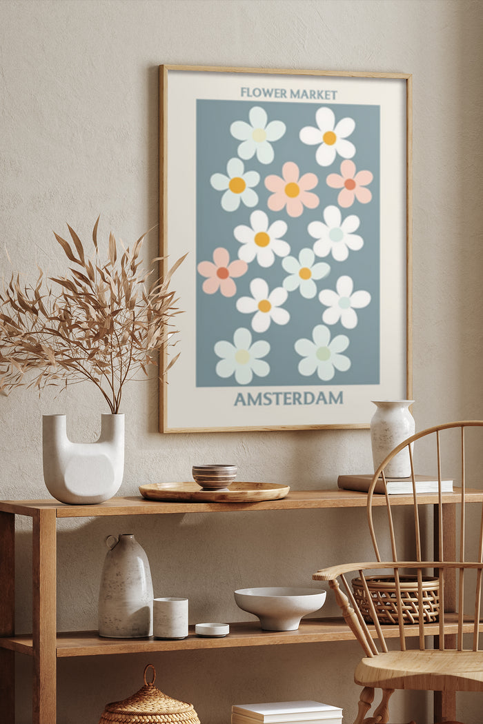 Amsterdam Flower Market Poster in Stylish Interior Decor