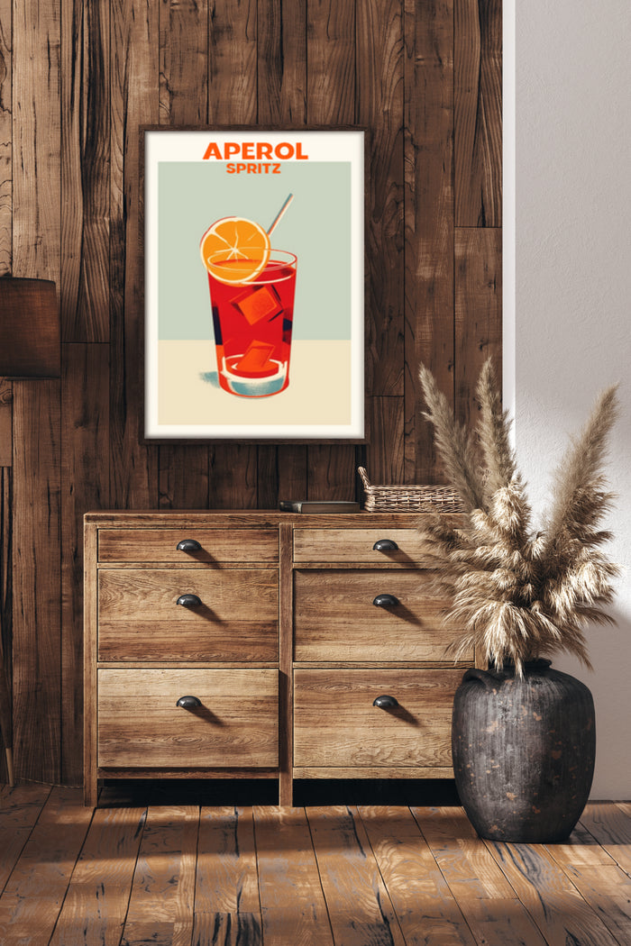 Vintage Aperol Spritz Cocktail Poster in Home Interior