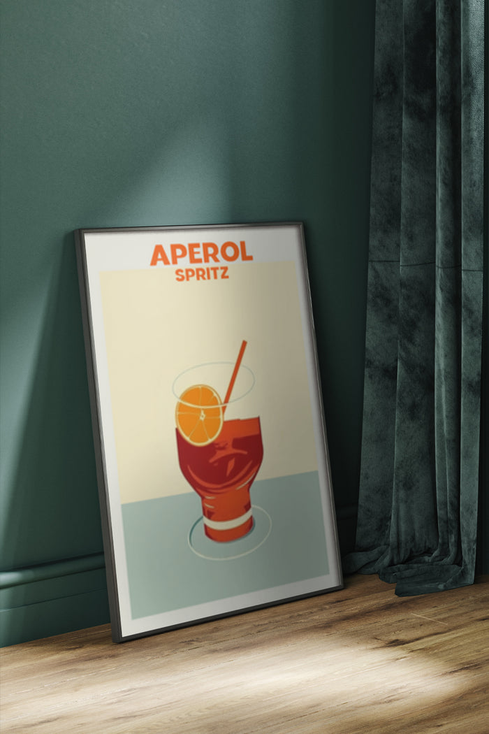 Minimalist Aperol Spritz cocktail poster in a frame