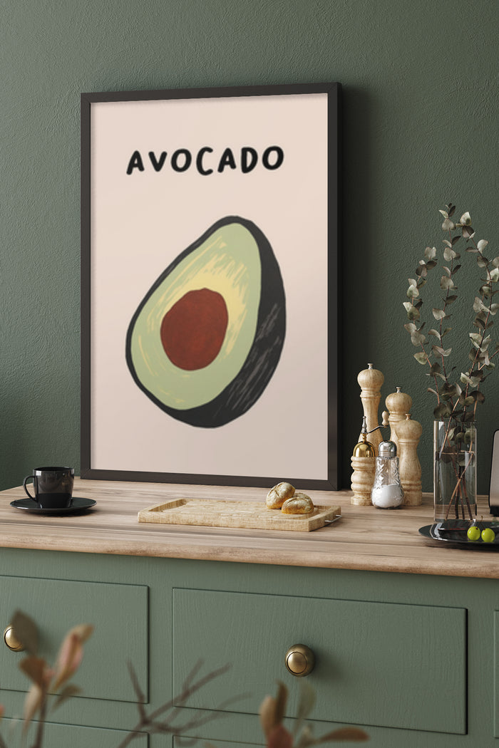 Minimalist Avocado Poster Kitchen Artwork Decoration