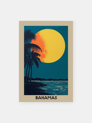 Bahamas Moonlit Palms Poster