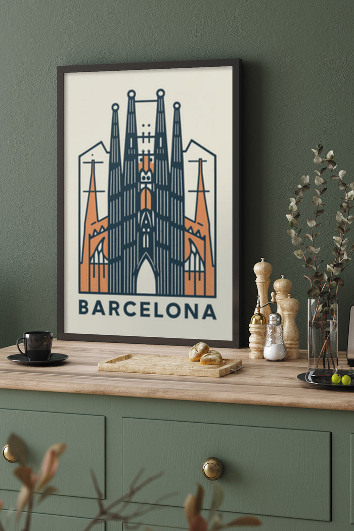 Minimalist Sagrada Familia Barcelona Poster in Home Decor