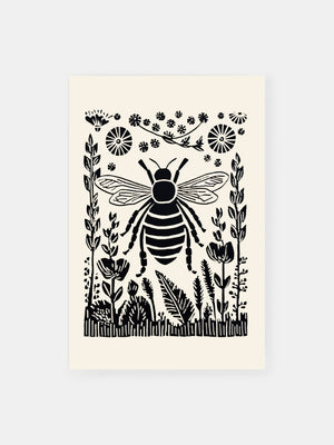 Bee Among Wildflowers Poster