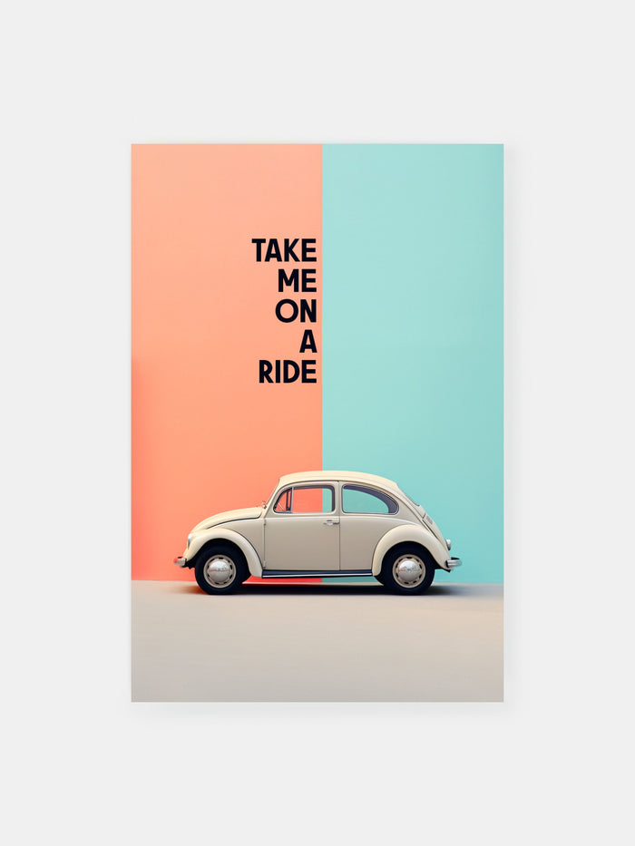 Posters Ride With Me Beetle Retro Ride Poster - Klumo Shop