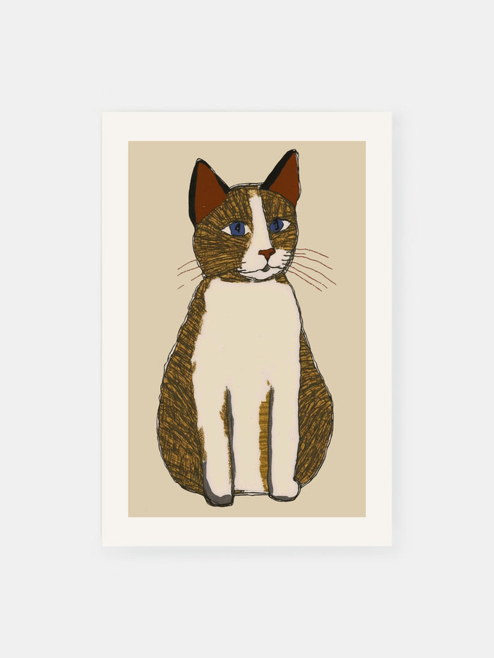 Beige Cat Sketch Poster