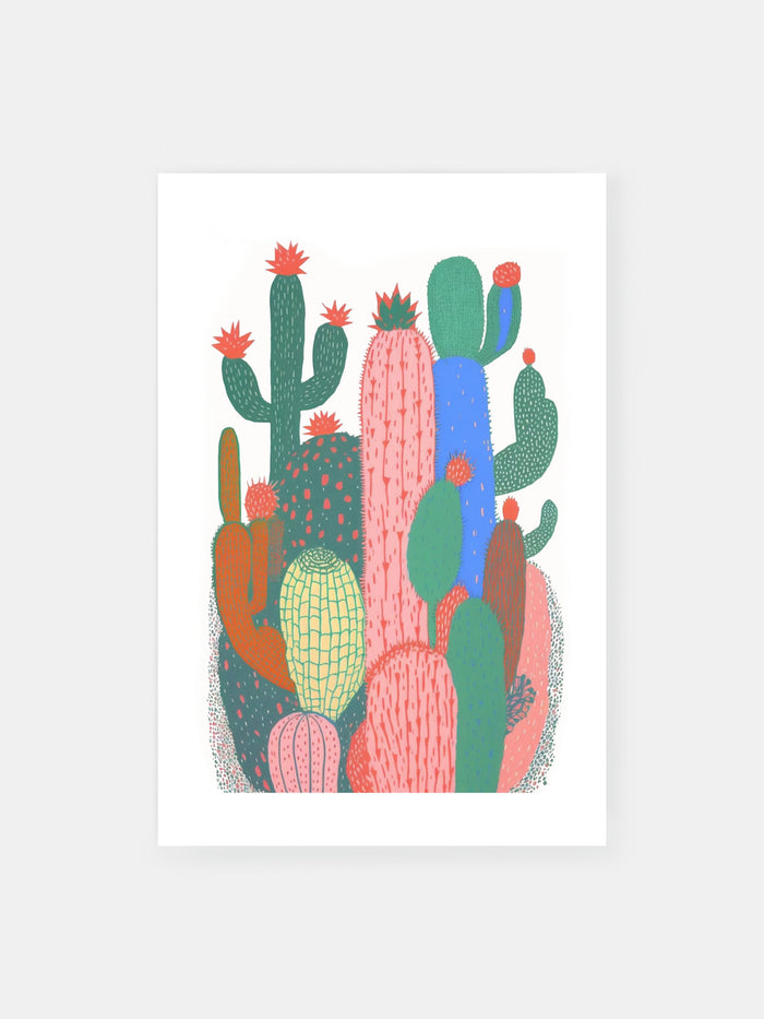 Bizarre Watercolor Cactus Poster