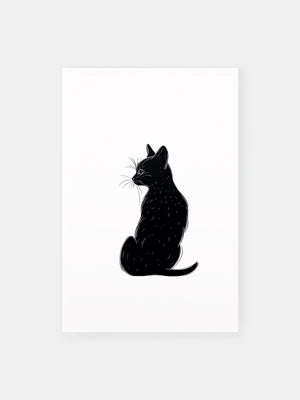 Schwarze Katze sitzt still Poster