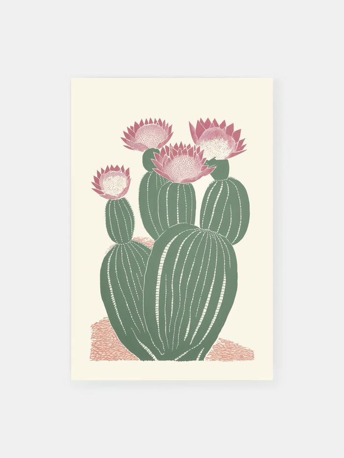 Blühender Kaktus Illustration Poster