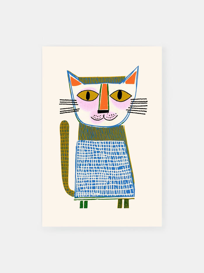 Blue Dress Cat Poster