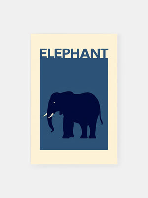 Blue Elephant Silhouette Poster