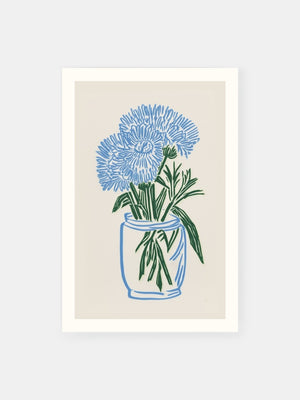 Blaue Blumen in blauer Vase Poster