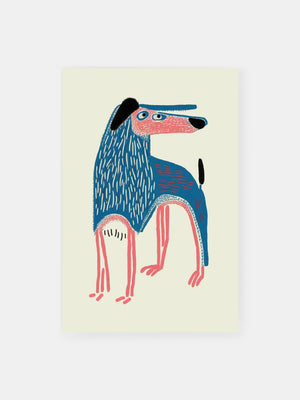 Blue Folk Art Dog Poster