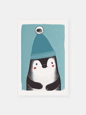 Blue Hat Penguin Poster