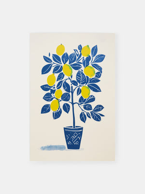 Blue Lemon Print Poster