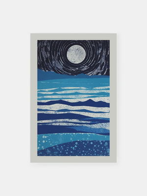 Blue Moon Waves Poster