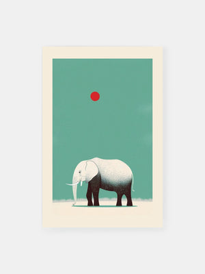 Blue Sunset Elephant Poster