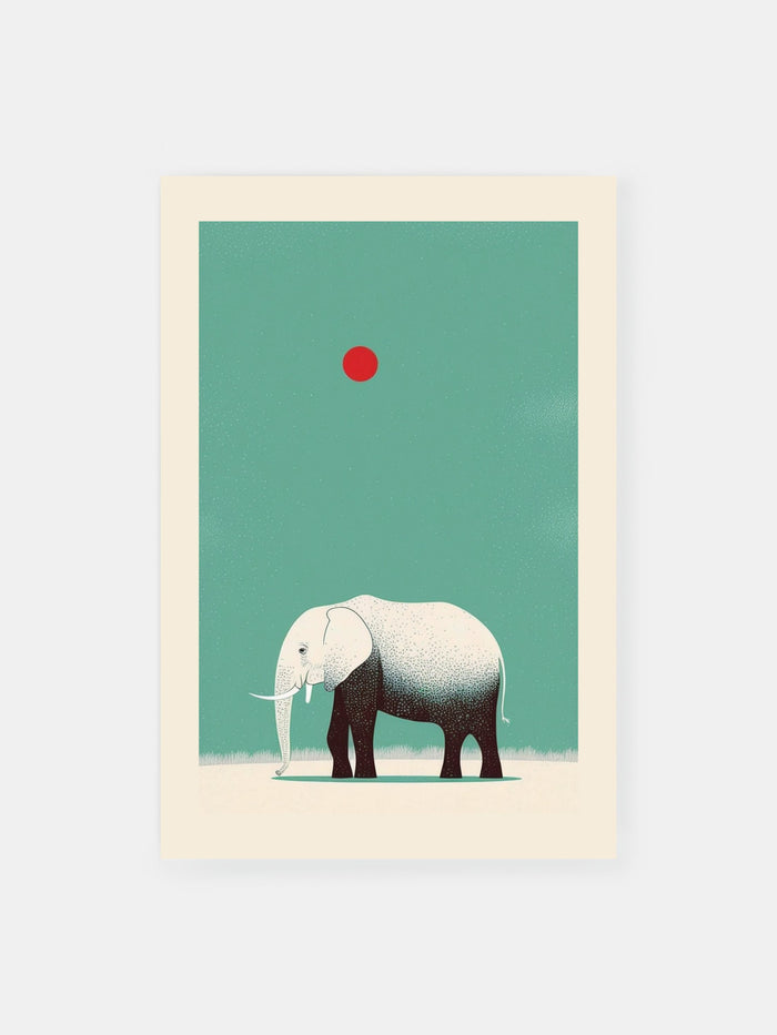 Blue Sunset Elephant Poster