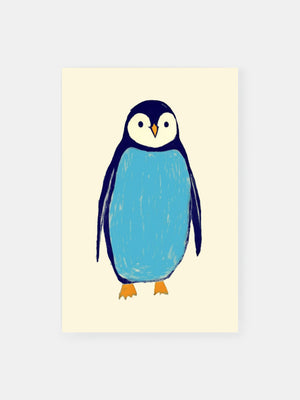 Blue Watercolor Penguin Poster