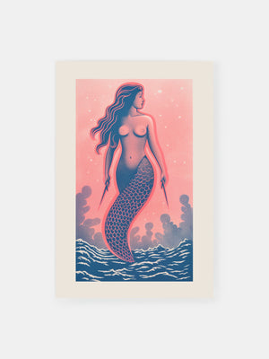 Kühnes Meerjungfrauen Krieger Poster