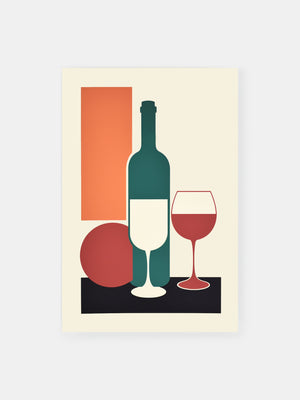 Minimalistisches Vino Flaschen Poster
