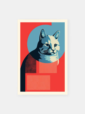 Bold Red Blue Cat Poster